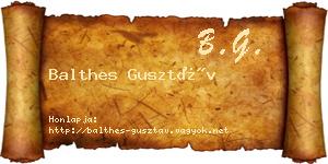 Balthes Gusztáv névjegykártya